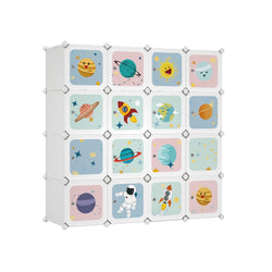 Armoire portable - armoire pour enfants - armoire de rangement - avec 16 cubes - blanc