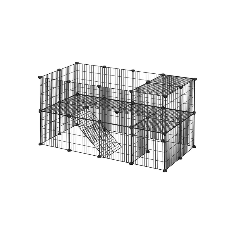 Roosterverblijf - Voor knaagdieren -  36 panelen - 2 niveaus - Zwart