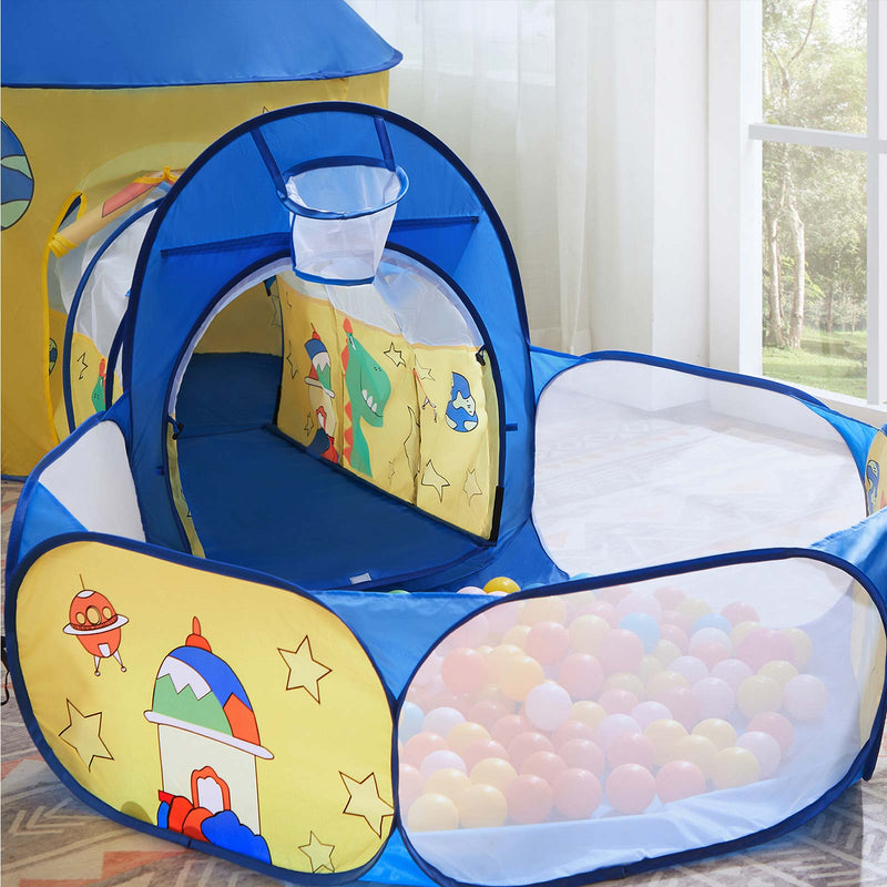 3 -in -1 joacă cort - pop -up - cu tunel - Ballenbak - Basketball Hoop - pentru copii