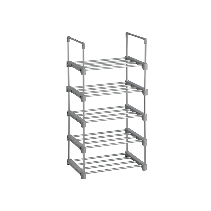 Pantof Rack - cu 5 niveluri - Dulap de încălțăminte metalice - Stackable - Space -Ssaving - Standing Plank - Silver