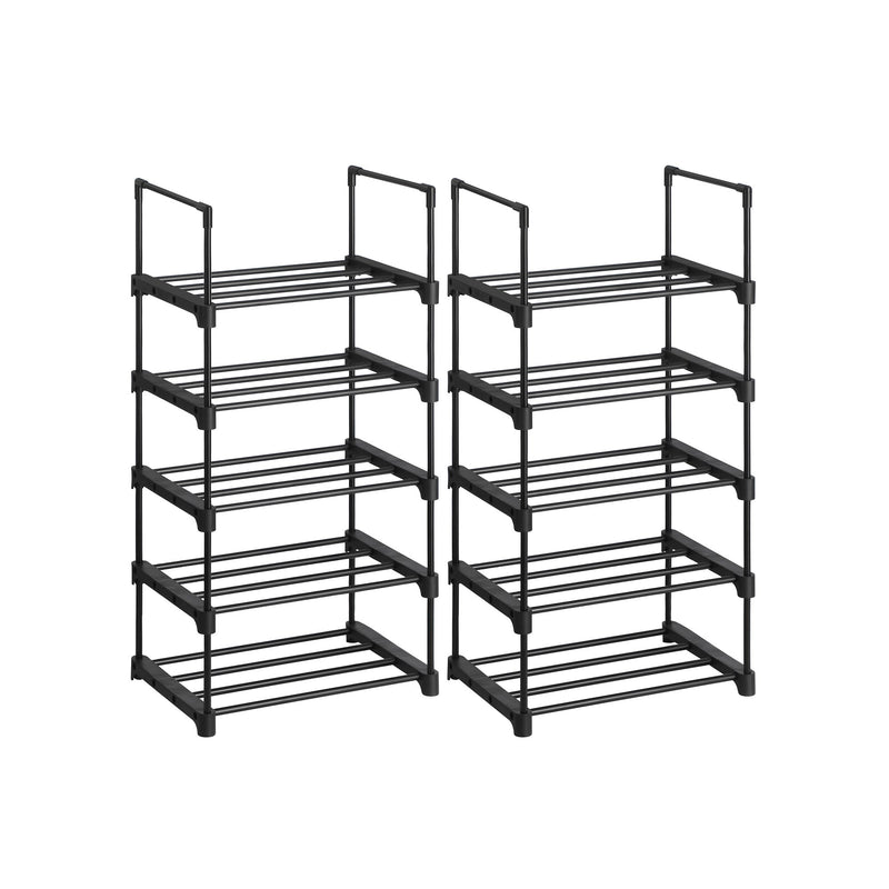 Shoe Racks - Metal Shoe Rack - Med 5 nivåer - Uppsättning av 2 - Svart