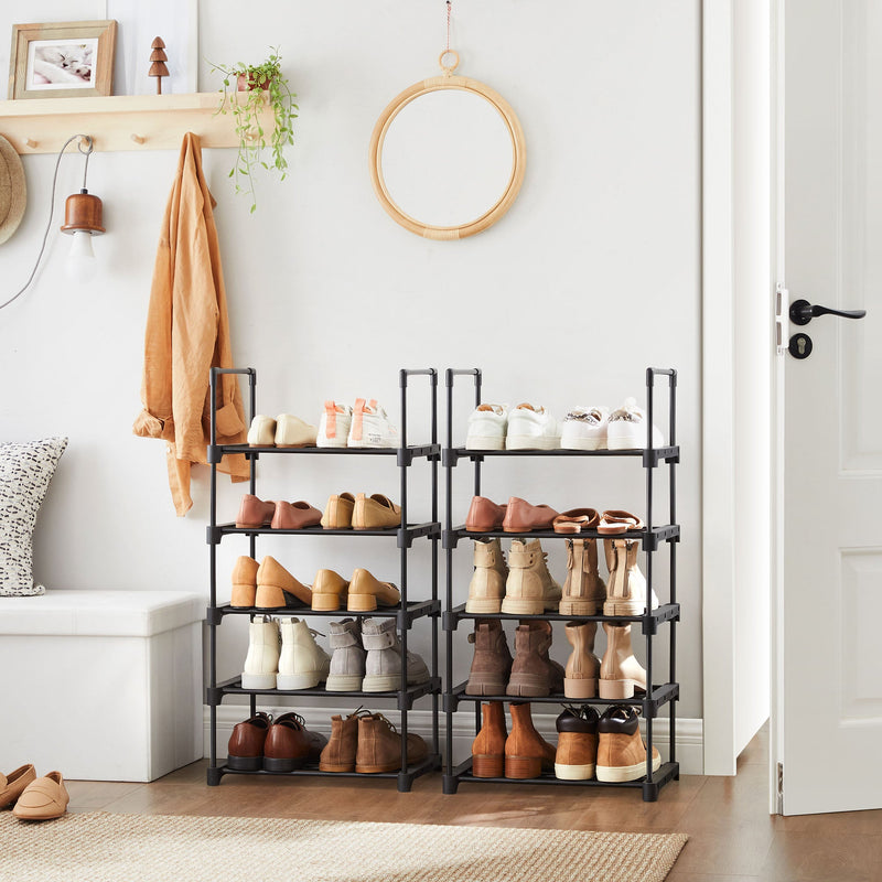 Racks de chaussures - Rack à chaussures en métal - avec 5 niveaux - Ensemble de 2 - noir