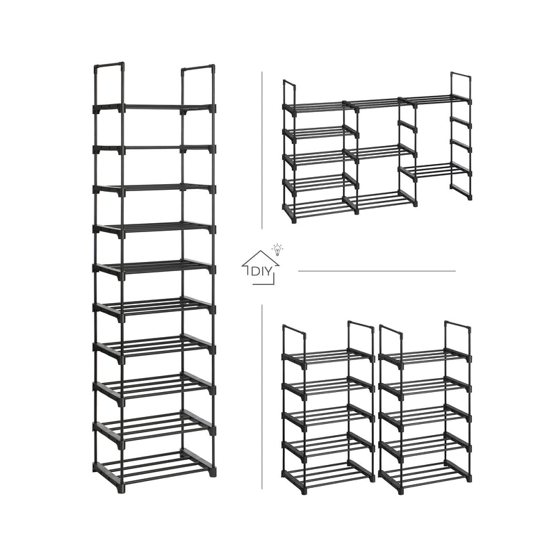 Racks de chaussures - Rack à chaussures en métal - avec 5 niveaux - Ensemble de 2 - noir