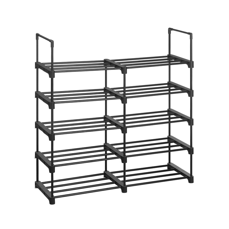 Shoe Racks - Metal Shoe Rack - Med 5 nivåer - Uppsättning av 2 - Svart