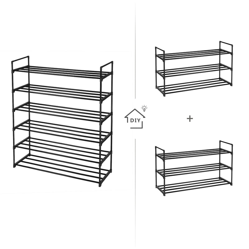 Rack à chaussures - avec 3 niveaux - Ensemble de 2 - Stockage à chaussures en métal - Armoire à chaussures - noir