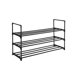 Shoe Rack - Shoe Cabinet - Med 3 nivåer - Metal Frame - Svart