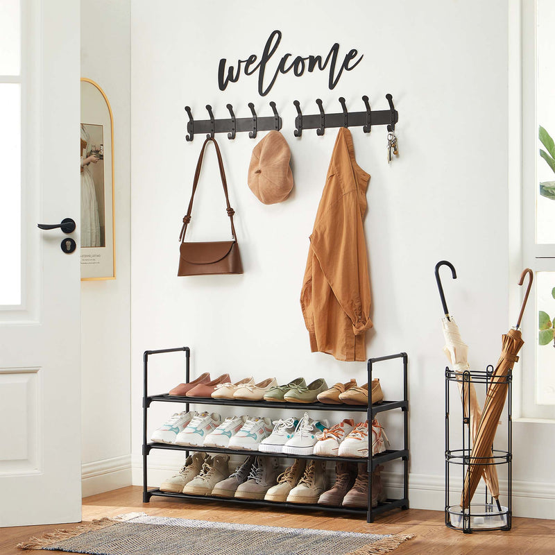 Shoe Rack - Shoe Storage - med 3 hyllor - förvaringsställ - Steel - Svart