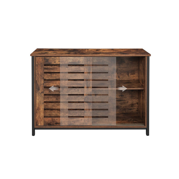 Sideboard - piept de piept - dulap de bucătărie cu uși glisante - industrial - maro