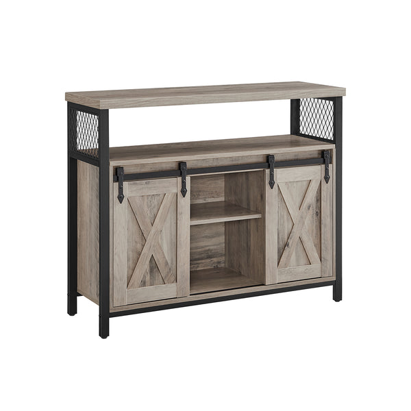 Armoire de rangement - avec 2 portes coulissantes - Design industriel - Cadre en acier - Gray