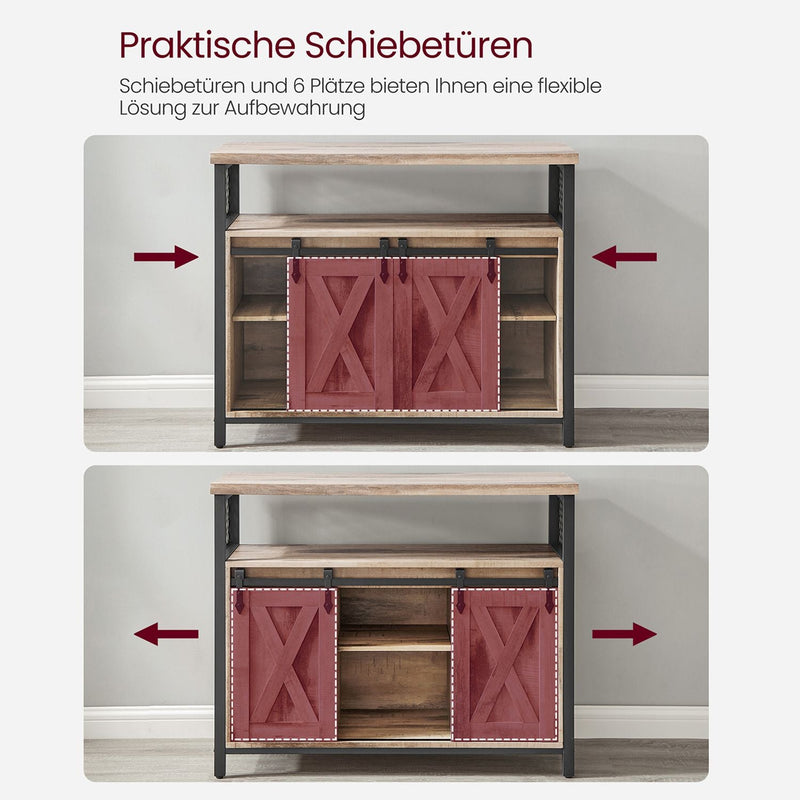 Dressoir - Salontafel - Opbergkast - Bijzettafel - Met schuifdeuren - Licht grijs