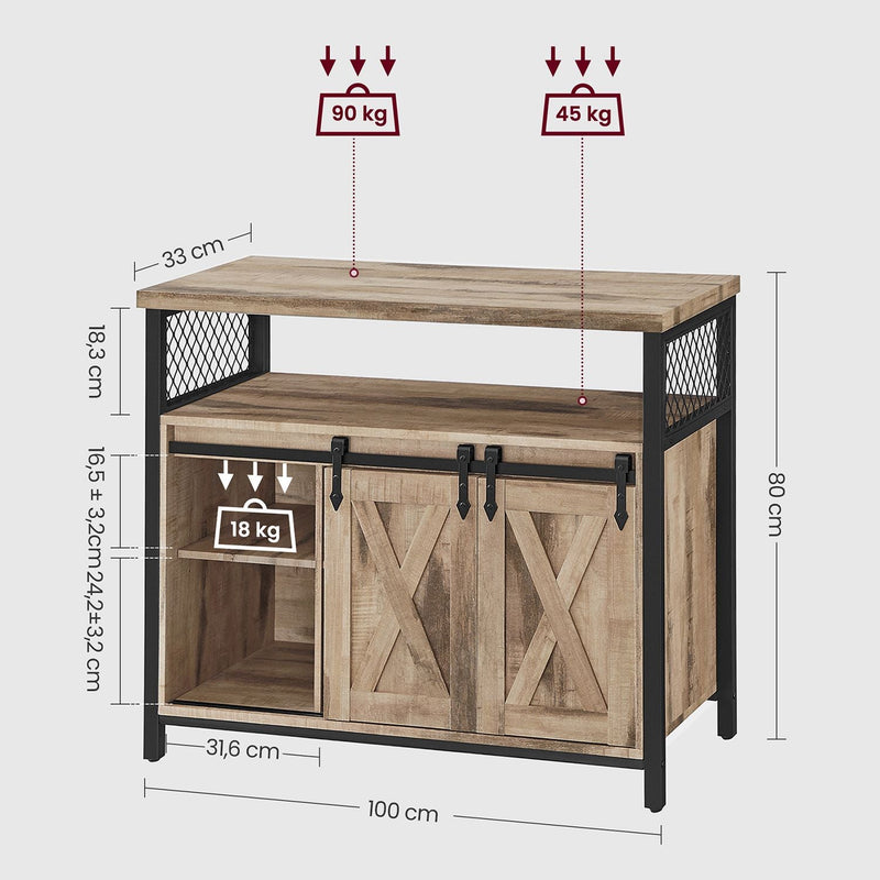 Dressoir - Salontafel - Opbergkast - Bijzettafel - Met schuifdeuren - Licht grijs