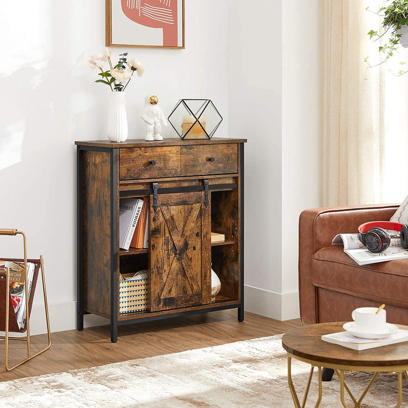 Boucheron - table basse - avec tiroir - armoire de cuisine - armoire de chargement - avec porte coulissante - marron