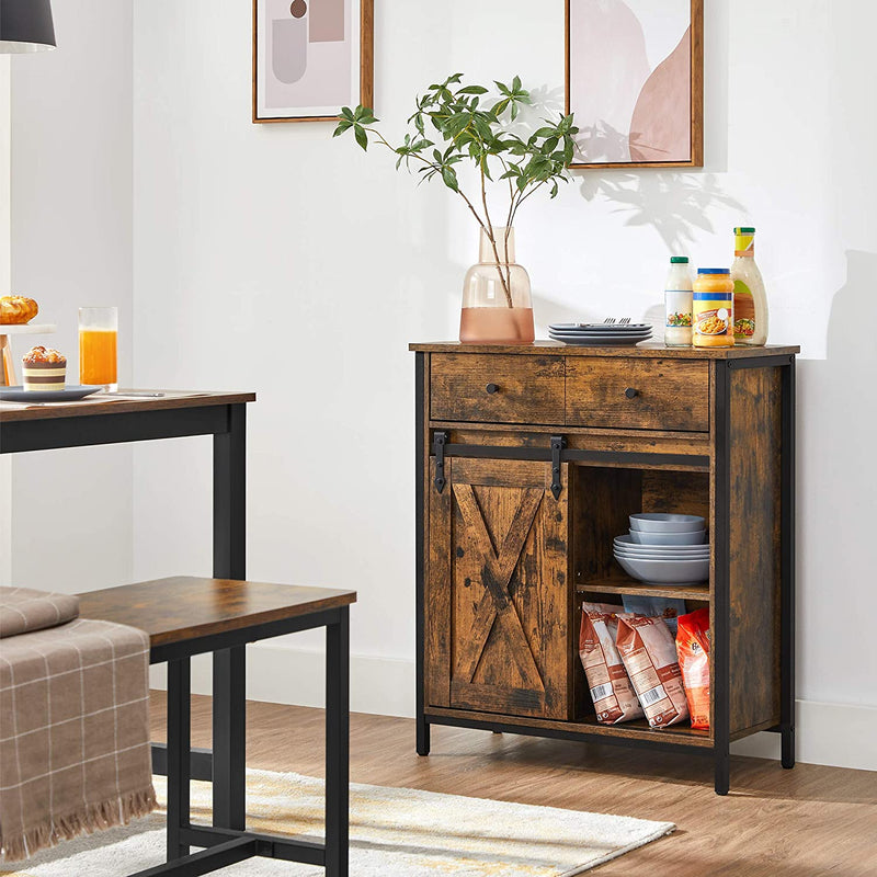 Boucheron - table basse - avec tiroir - armoire de cuisine - armoire de chargement - avec porte coulissante - marron