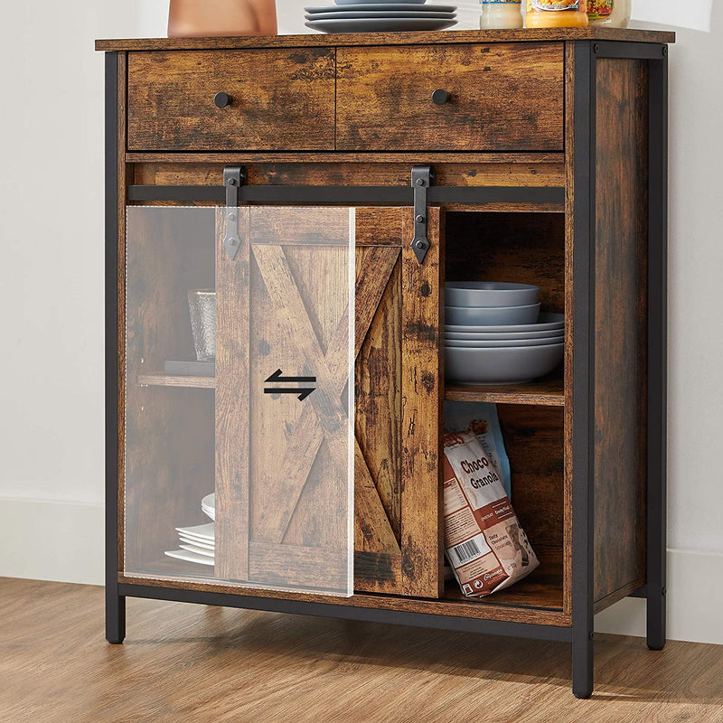 Boucheron - table basse - avec tiroir - armoire de cuisine - armoire de chargement - avec porte coulissante - marron