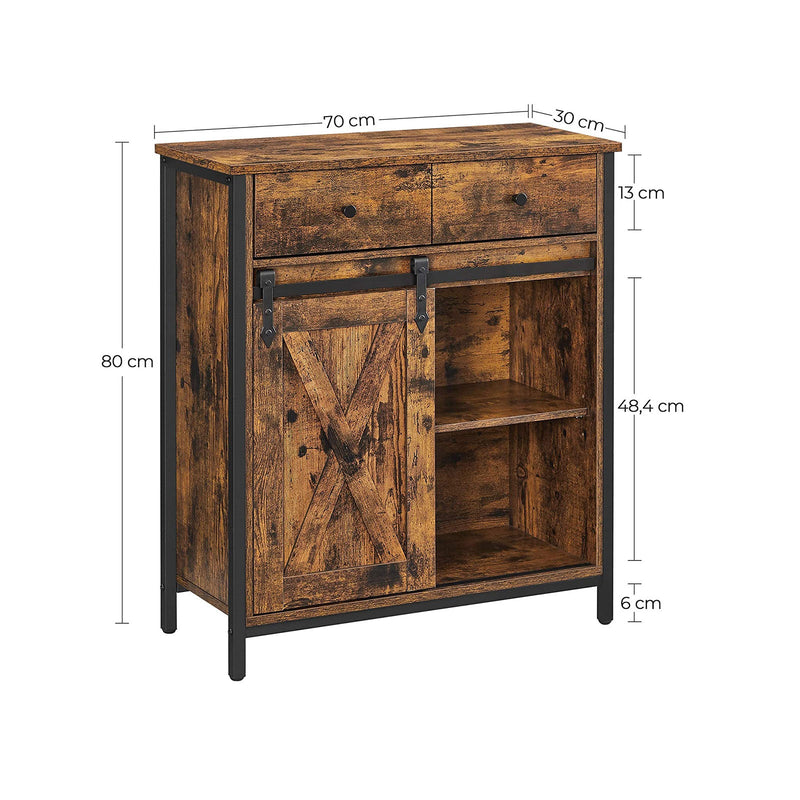 Boucheron - table basse - avec tiroir - armoire de cuisine - armoire de chargement - avec porte coulissante - marron