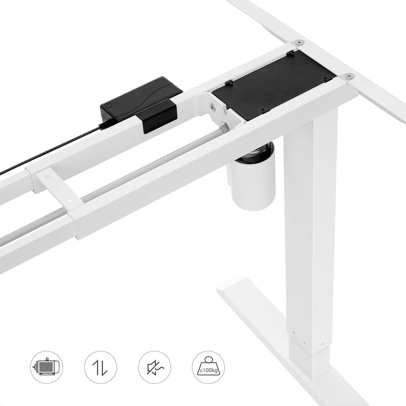 Desk Frame - Elektriskt skrivbord - Tabellstativ - med motor - Styplös höjdjustering - med minnesfunktion - Justerbar i längd - Stål - vitt