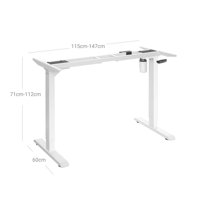 Cadre de bureau - Bureau électrique - support de table - avec moteur - réglage de hauteur sans pas - avec fonction de mémoire - réglable en longueur - acier - blanc