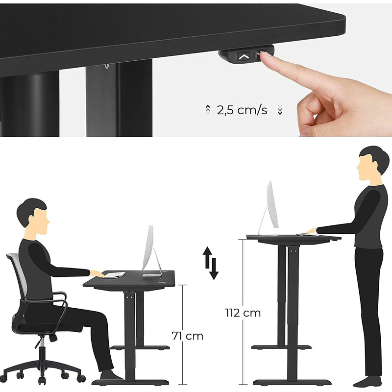 Elektrisk skrivebord - i højdejusterbar - Office Office - Computer Office - Sort