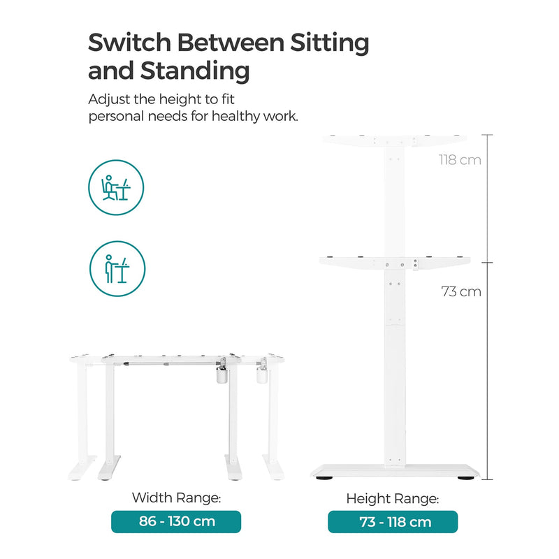 Elektrisch Bureauframe - In hoogte verstelbaar bureauframe - Met oplader voor de telefoon - Wit