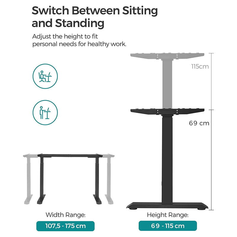 Electric Desk Frame - istu sta -työpöytä muistitoiminto - korkeus säädettävä - musta