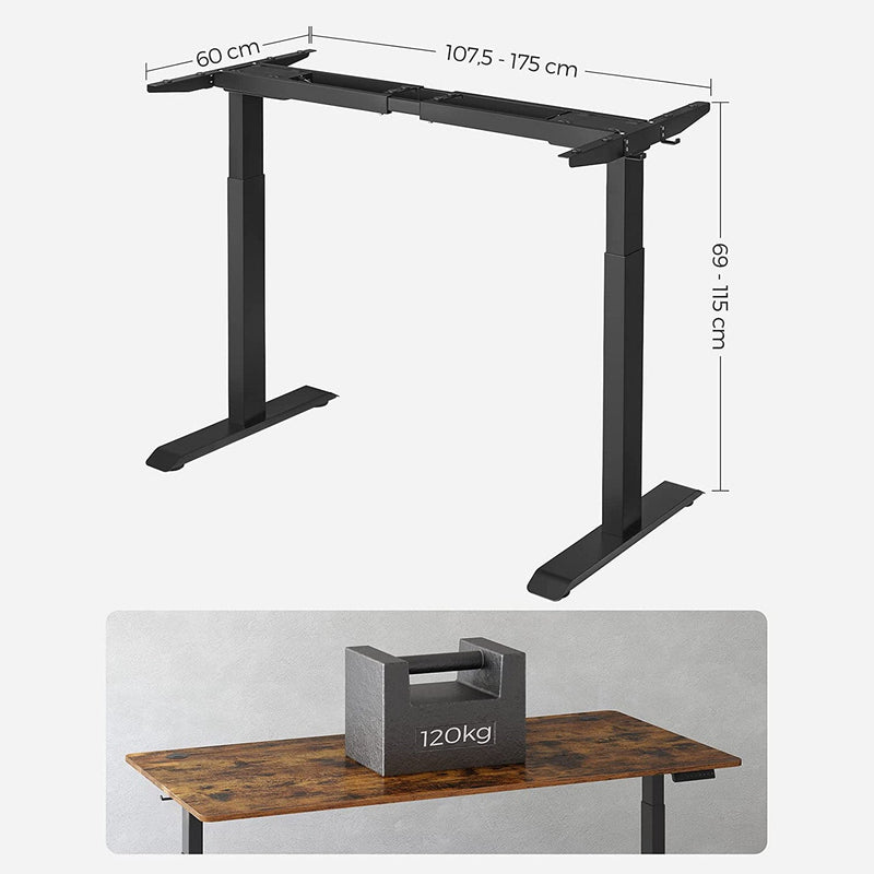 Electric Desk Frame - istu sta -työpöytä muistitoiminto - korkeus säädettävä - musta