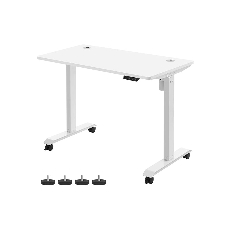 Stai Stand Desk - Tabel pe computer - Reglabil înălțime - cu roți - Alb