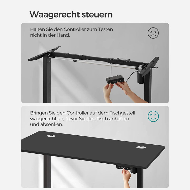 Hoogteverstelbaar bureau - Elektrisch bureau - Bureau - 70 x 140 cm - Traploos verstelbaar -  Zwart