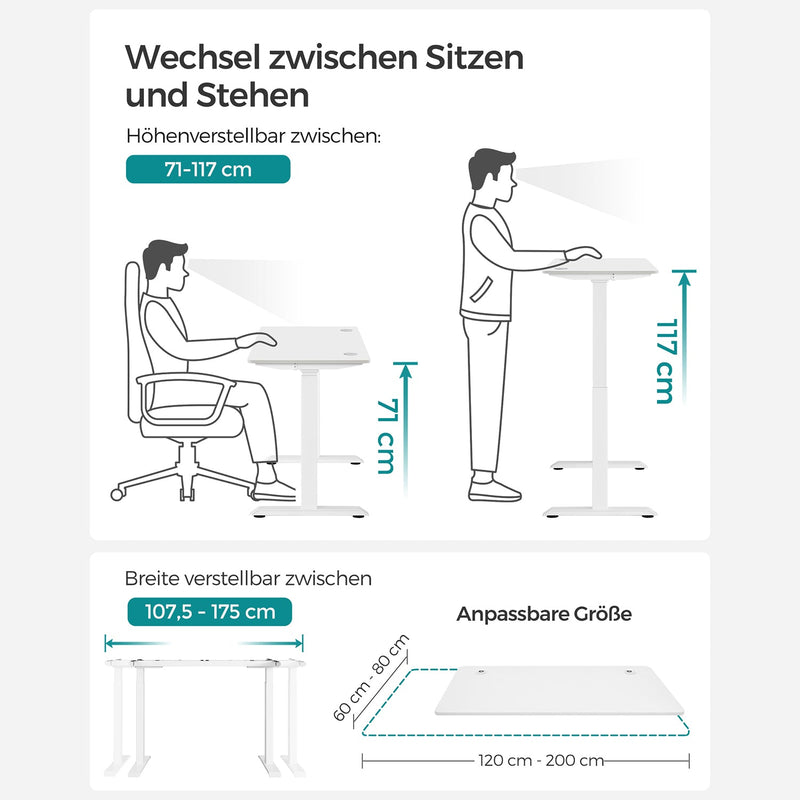 Bureau électrique - STEPLES SEPLISSABLE - Fonction de mémoire avec 4 hauteurs - bureau de bureau