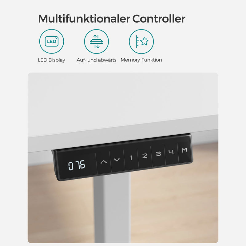 Elektrisk skrivebord - Stepeless Justerbar - Hukommelsesfunktion med 4 højder - Office Desk