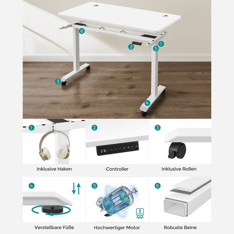 Electric Desk - Stepless Säädettävä - muistitoiminto 4 korkeudella - toimistopöytä