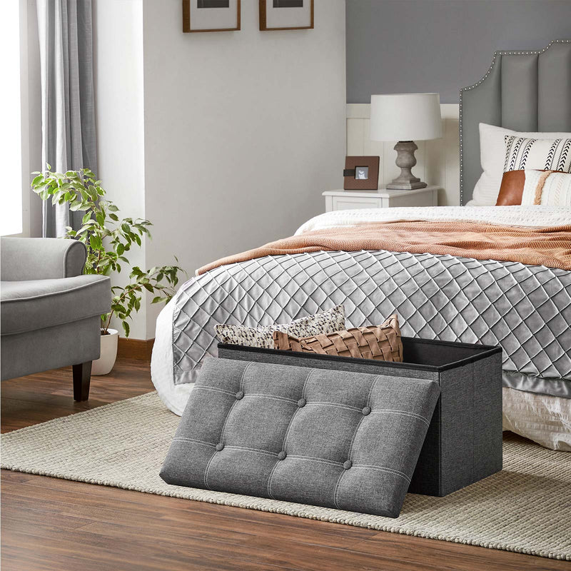 Banc avec espace de rangement - Boîte de sièges - tabouret de siège - pliable - 76 x 38 x 38 cm - gris foncé