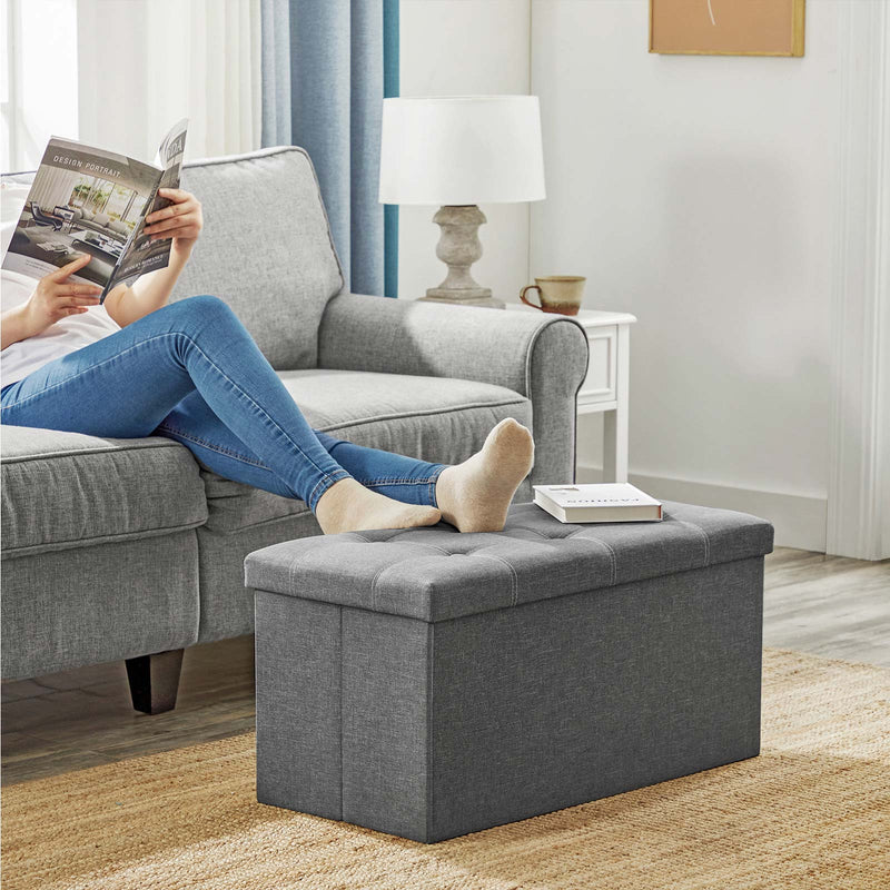 Banc avec espace de rangement - Boîte de sièges - tabouret de siège - pliable - 76 x 38 x 38 cm - gris foncé