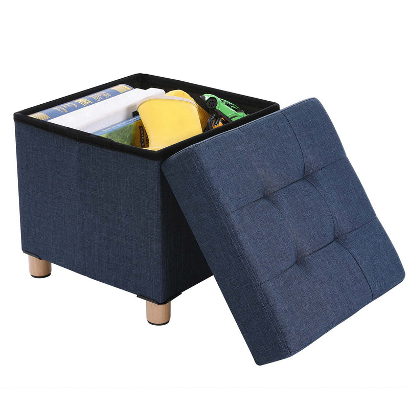 Pouf de rangement - Pouf de rangement - armoire assise pliable - Cariement de état - bleu marin