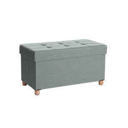 SEAT Cutie - POUF - Fottool - cu spațiu de depozitare și capac - cu picioare din lemn - 76 x 38 x 40 cm - gri deschis