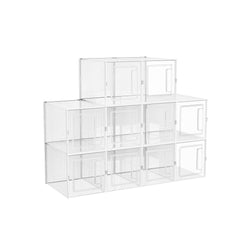 Cutii de încălțăminte - set de 10 - fabricat din plastic - Stackable - Transparent