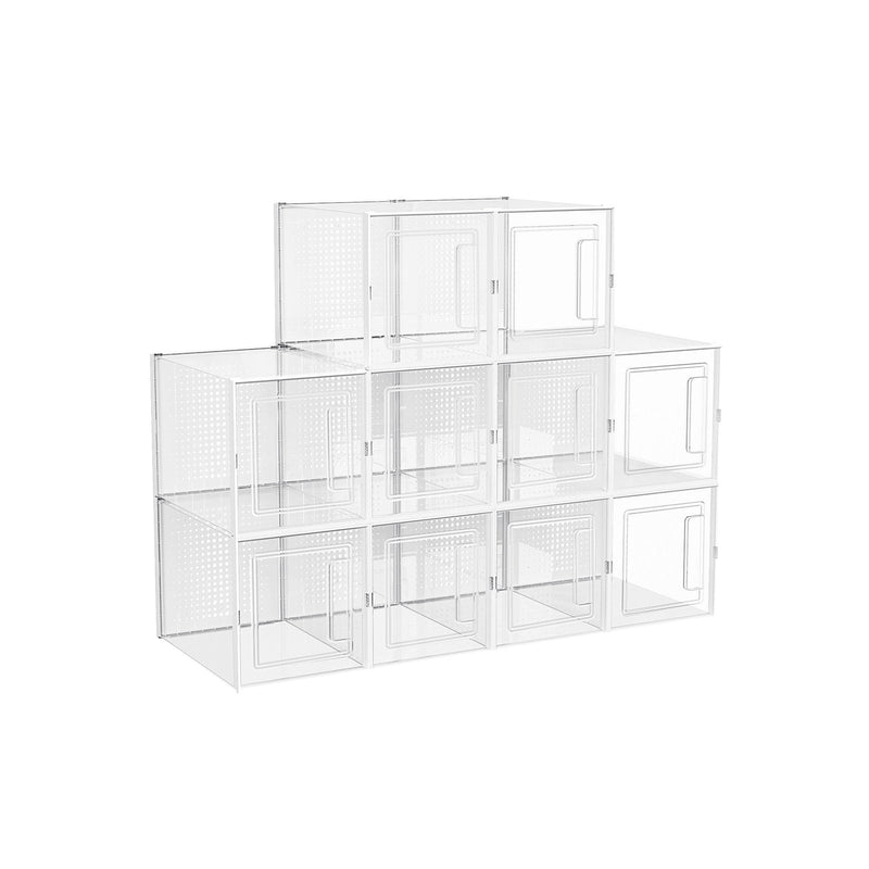 Cutii de încălțăminte - set de 10 - fabricat din plastic - Stackable - Transparent