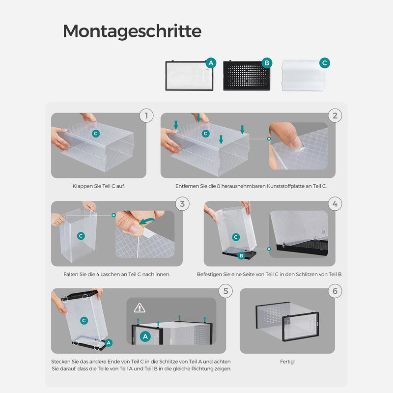 Boîtes à chaussures - armoire à chaussures - armoire de rangement pour chaussures - pliable et empilable - Ensemble de 18 - noir