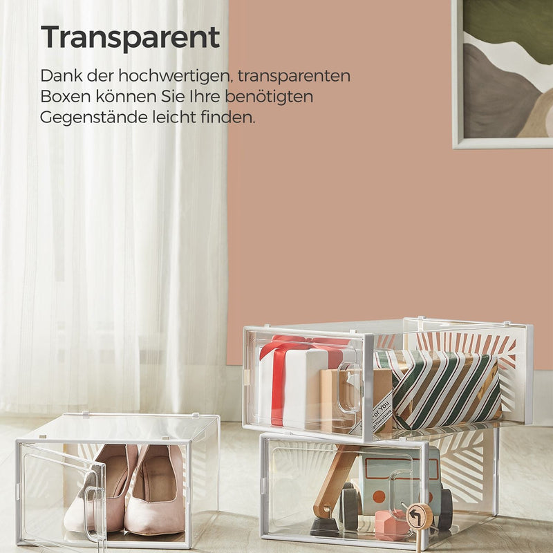 Set van 18 Schoenendozen - voor Schoenen tot Maat 44 - Transparant / Zwart