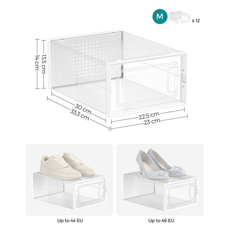 Set van 12 Schoenendozen - Voor Schoenen tot Maat 44 - Transparant