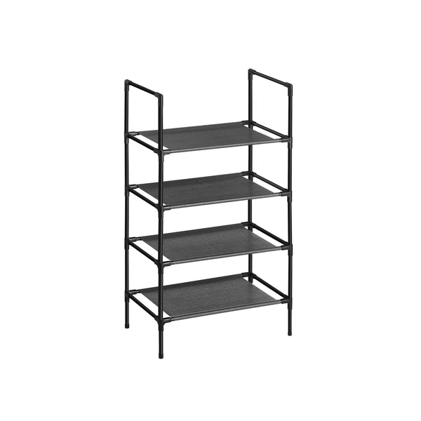 Pantof Rack - cu 4 rafturi - cadru metalic - negru