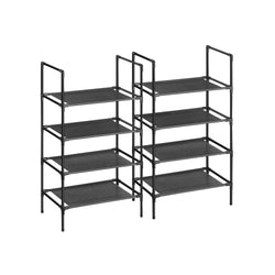 Skodabinet - sko rack - med 4 hylder - sæt med 2 - metalramme - 45 x 28 x 80 cm - sort