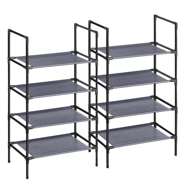 Shoe Rack - Shoe Cabinet - Shoe Storage - Med tygplankor - Uppsättning av 2 - med 4 hyllor