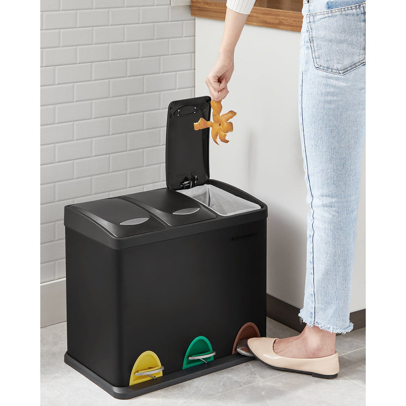 Skräpfack - Trash - Pedal Bin - Kitchen Waste Bin - Separation System - Black - 24L