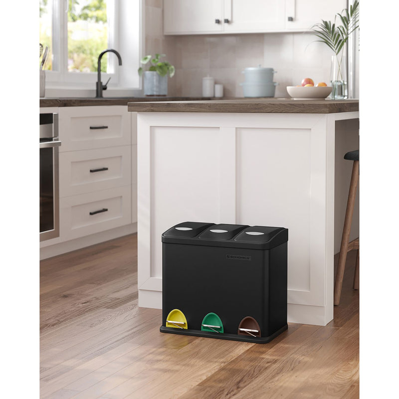 Skräpfack - Trash - Pedal Bin - Kitchen Waste Bin - Separation System - Black - 24L