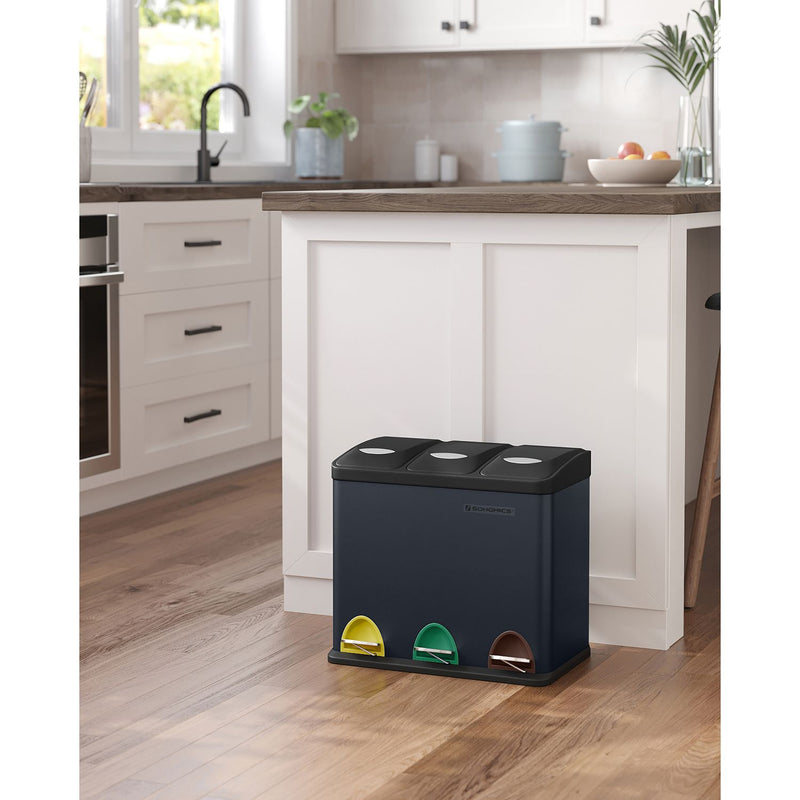 Poubelle - poubelle - pour la cuisine - 3 -in -1 - 24 litres - noir