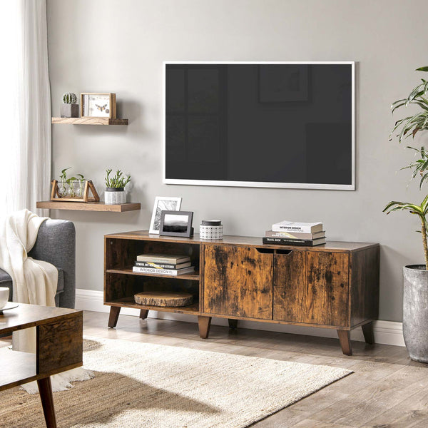 Mobilier TV - Masă TV - cu 2 uși - dulap TV - cu rafturi reglabile - pentru living - maro