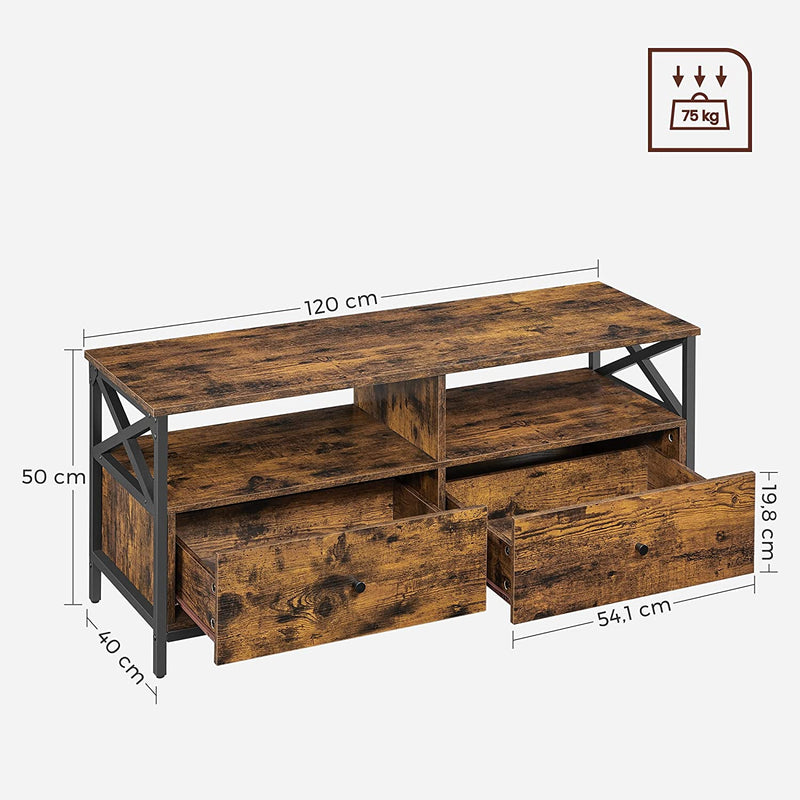 Tv meubel - Tv Tafel - Tv dressoir - Woonkamer Meubel - Met lades -  Vintage Bruin