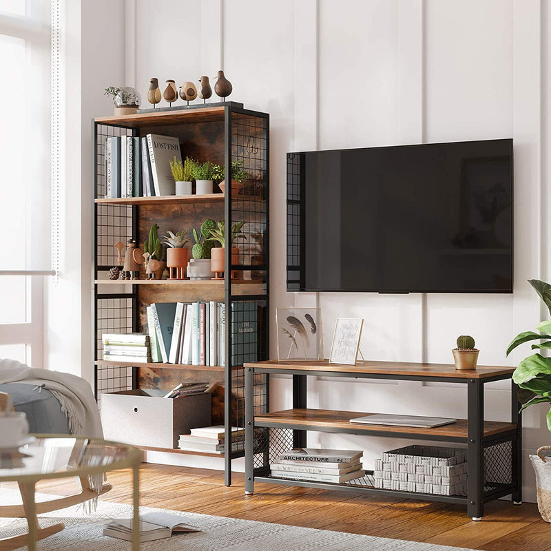 Mobilier TV - masă de televiziune pentru televizoare până la 43 inch - design industrial - maro