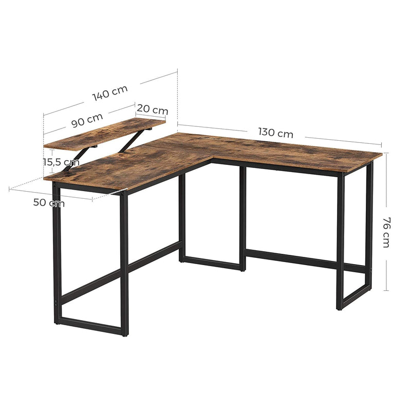 Kulmatoimisto - Bureau - L -suuntainen - Tietokone - Siirrettävä näyttövahvistus - 140 x 130 x 76 cm