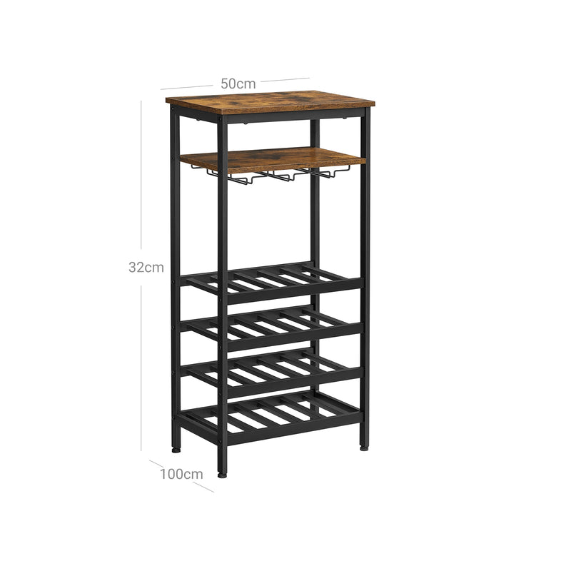 Vinstativ - Bottess Rack - Flaskeopbevaring - Vinopbevaring - Vintage Brown / Black